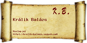 Králik Balázs névjegykártya